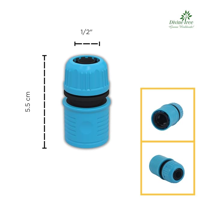 DIVINE TREE 3/4 Inch Hose Nozzle Garden Water Hose Quick Connector for Garden Hose Pipe Fitting Car Washer| Sprayer Connector(Blue_Pack 1) view 2