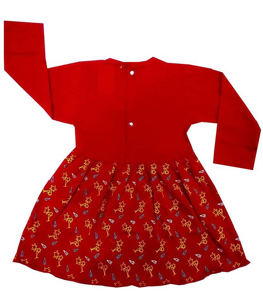 INFANT Baby Girls 100% Cotton Frocks ( Red ) view 2