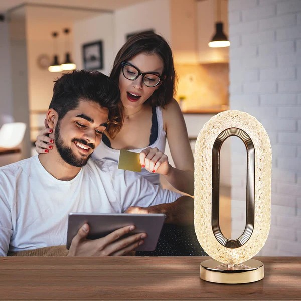Touch Control Crystal Table Desk Lamp, 3-Way Dimmable Light, USB Rechargeable Crystal Diamond Table Lamp, Exquisite Night Stand Light Lamp Beside Lamp for Bedroom Living Room, Decorative Desk Lamp, Diwali view 2