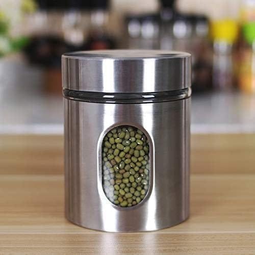 350 ML Clear Glass Steel Window Jars Food Spices Canister for Kitchen tools out layer steel food storage jar (pack of 4) view 2