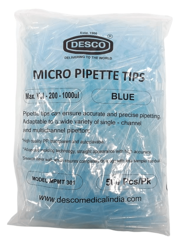 DESCO Micro Pipette Tip Blue Size 200 - 1000 ul (500 Pcs) view 2