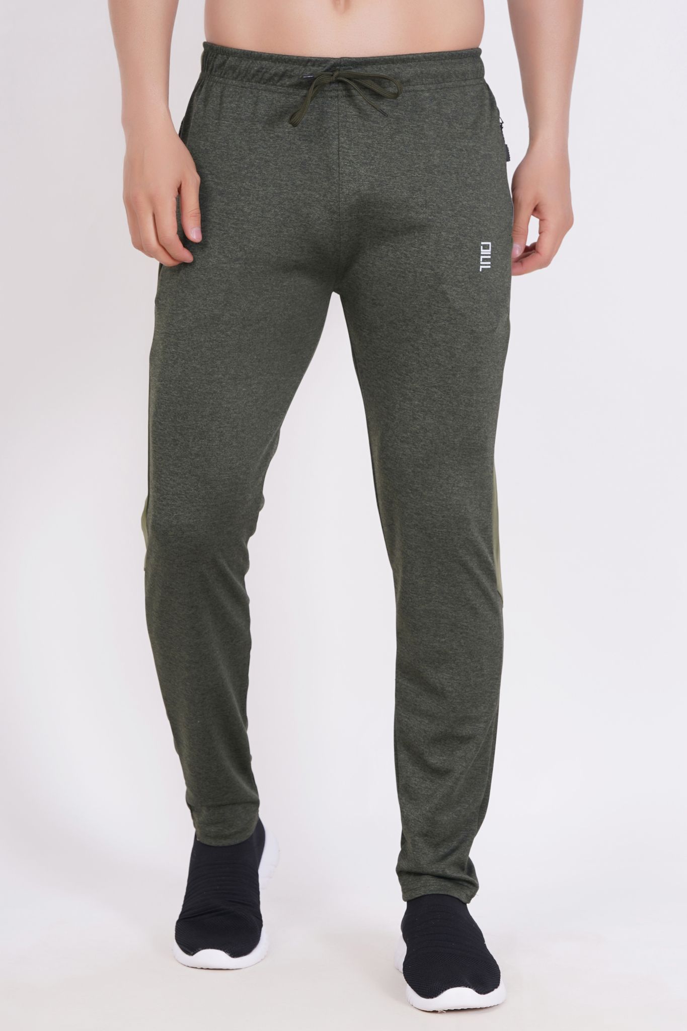 Men's Activewear Olive Track Pants with Drawstring and Zippered Pockets 1 set view 2