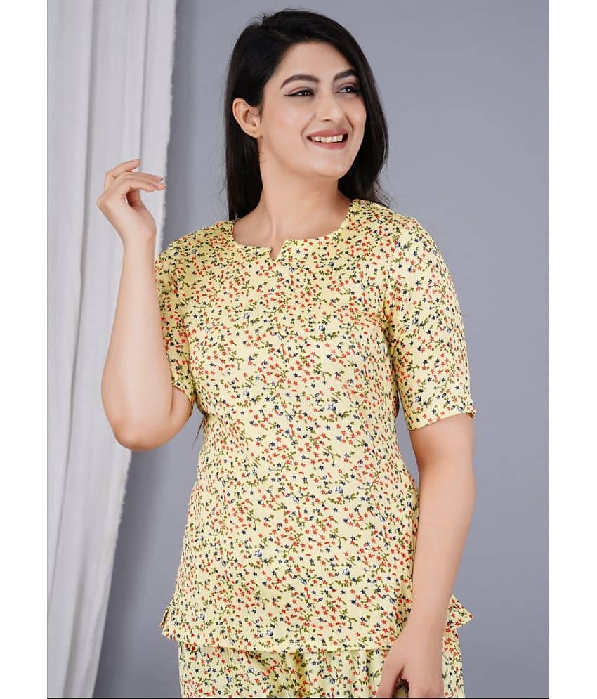 EXPORTHOUSE Yellow Polyester Women's Nightwear Nightsuit Sets ( Pack of 1 ) view 2