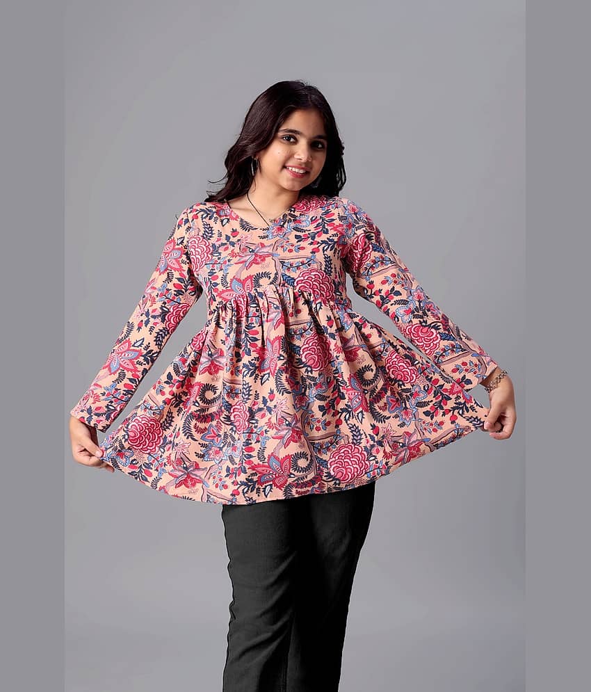 Aarya Designer Pack of 1 Girls Cotton Blend Top ( Yellow ) view 2