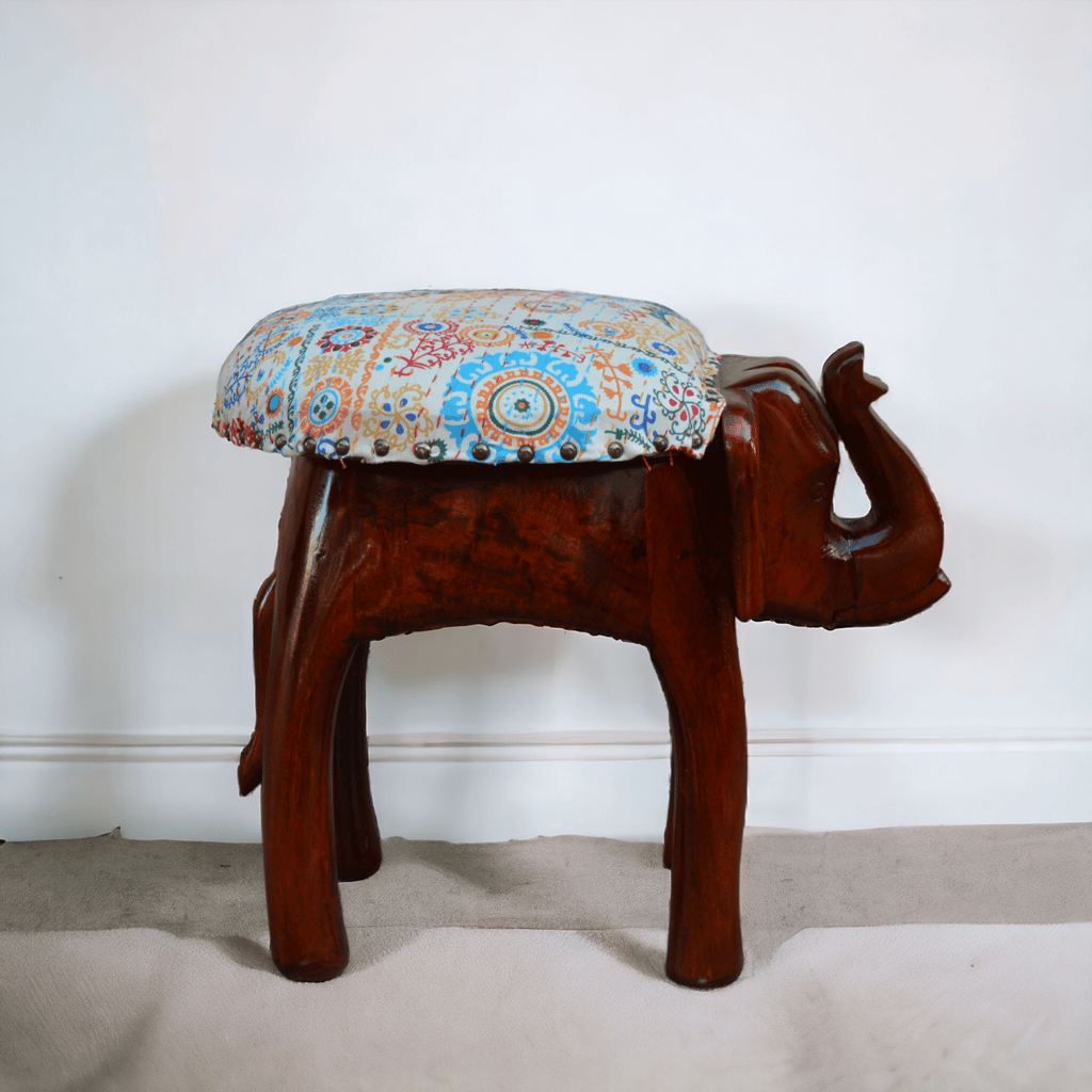 Wooden Stool Decorative Rajastani Painted Elephant Stool Home Decorative Items Showpiece set 1 view 2
