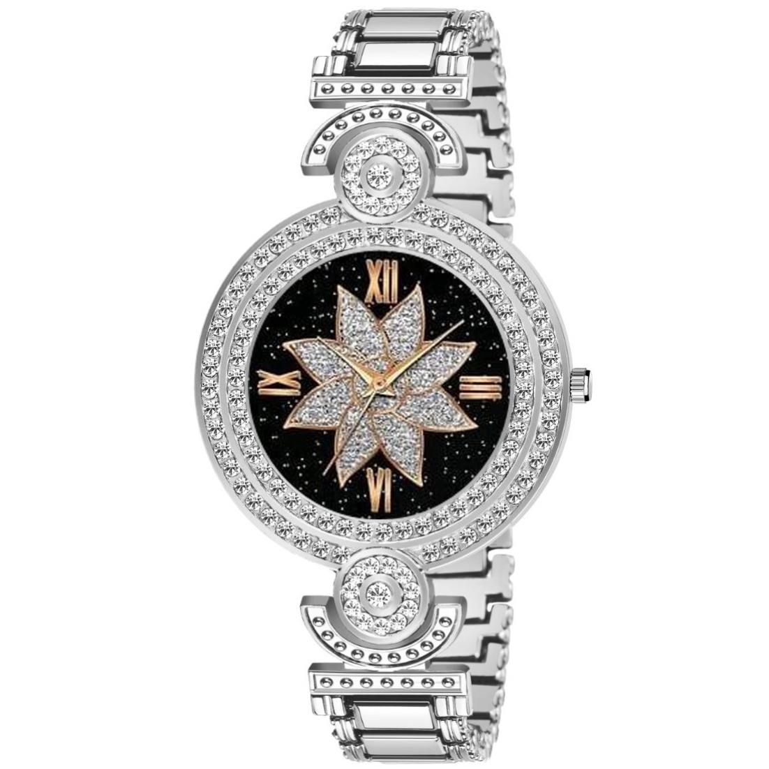 Bolun Black Star Flower Dial Silver BD Girls and Women Watch view 2