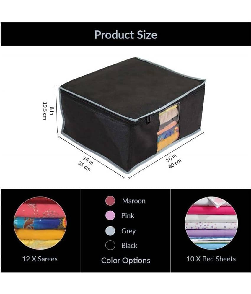 SH. NASIMA Wardrobe Organiser,Saree Cover,Regular Cloth Storage Bag in Heavy Non woven Material PACK OF 9 view 2