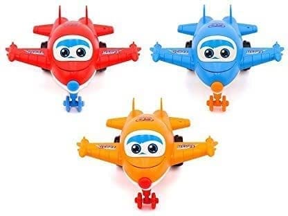 Mini Cartoon Transformer Plane for Kids Friction Powered Push & Go Airplane Toys for Kids - Multicolor (Set of 3) view 2