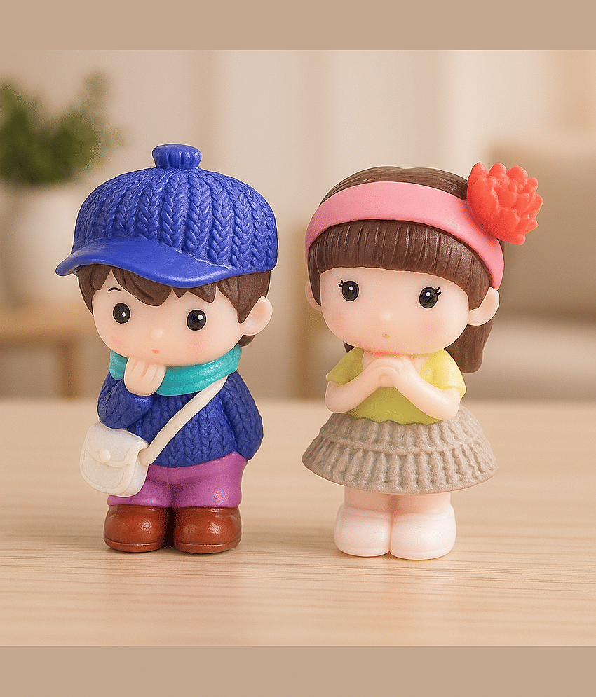 Exopick Cute Couple Walking Miniature Unique Gift Home Deocr Showpiece