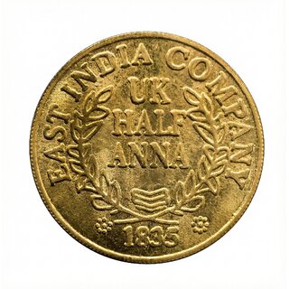 UK Half Anna 1835 Ram, Sita, Laxman & Hanuman India Gold-plated Coin Collection view 2