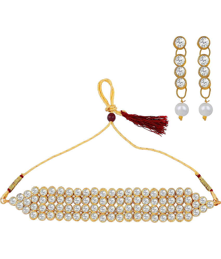ShreejiHuf Alloy White Traditional Necklaces Set Choker view 2