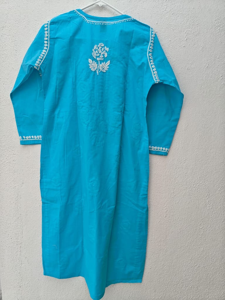Turquoise Embroidered Kurti - Elegant & Stylish view 2