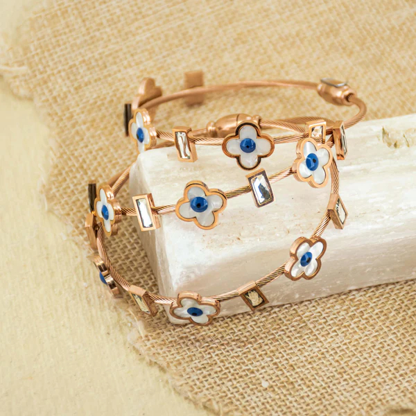 Upakarna Mother Of Pearl Flower Bangle