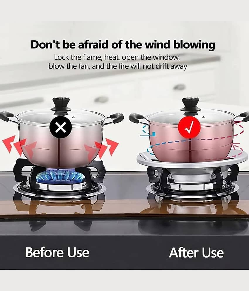 HORSE FIT Gas Stove Burner Wok Stand Support, Gas Stove Burner Cover, Wind Shield Energy Saver, Heat Diffuser For Cooktop Range, Saves Cooking Time view 2
