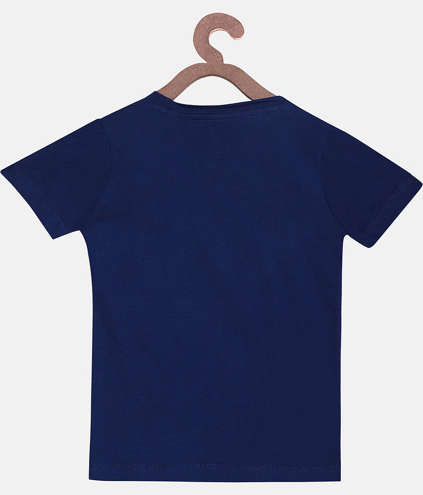Lazy Shark Pack of 1 Girls Cotton Blend T-shirt With Shorts ( Navy Blue ) view 2