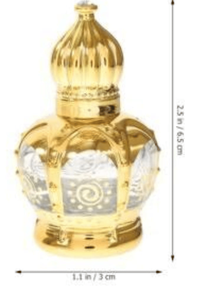 Mii Art Elegant Golden Glass 10ml Gift Bottle by Mii Art – Vintage-Style Refillable Attar Vial for Special Occasions (pack of 2 pcs) view 2