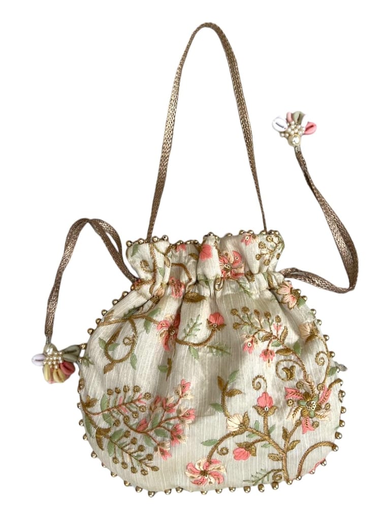 ART BY CHAITASI Embellished Designer Potli Bag with Protective Box, Handbag, Wristlets, Clutch for Women, Girls with Handmade Embroidery, Sequin, Beads Work for Parties, Weddings