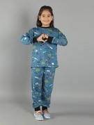 Ninos Dreams Graphic Design Printed Girls Full Sleeves coord set with Tshirt and Jogger-Blue view 2