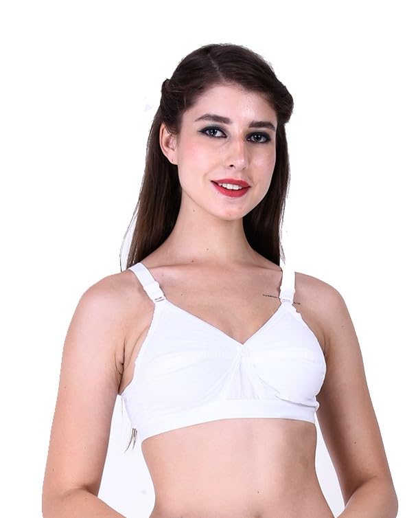 Mastectomy Cancer Pocket Skin White Bra with one Micro Fiber Filled Adjustable Pad | Cotton Bra view 2