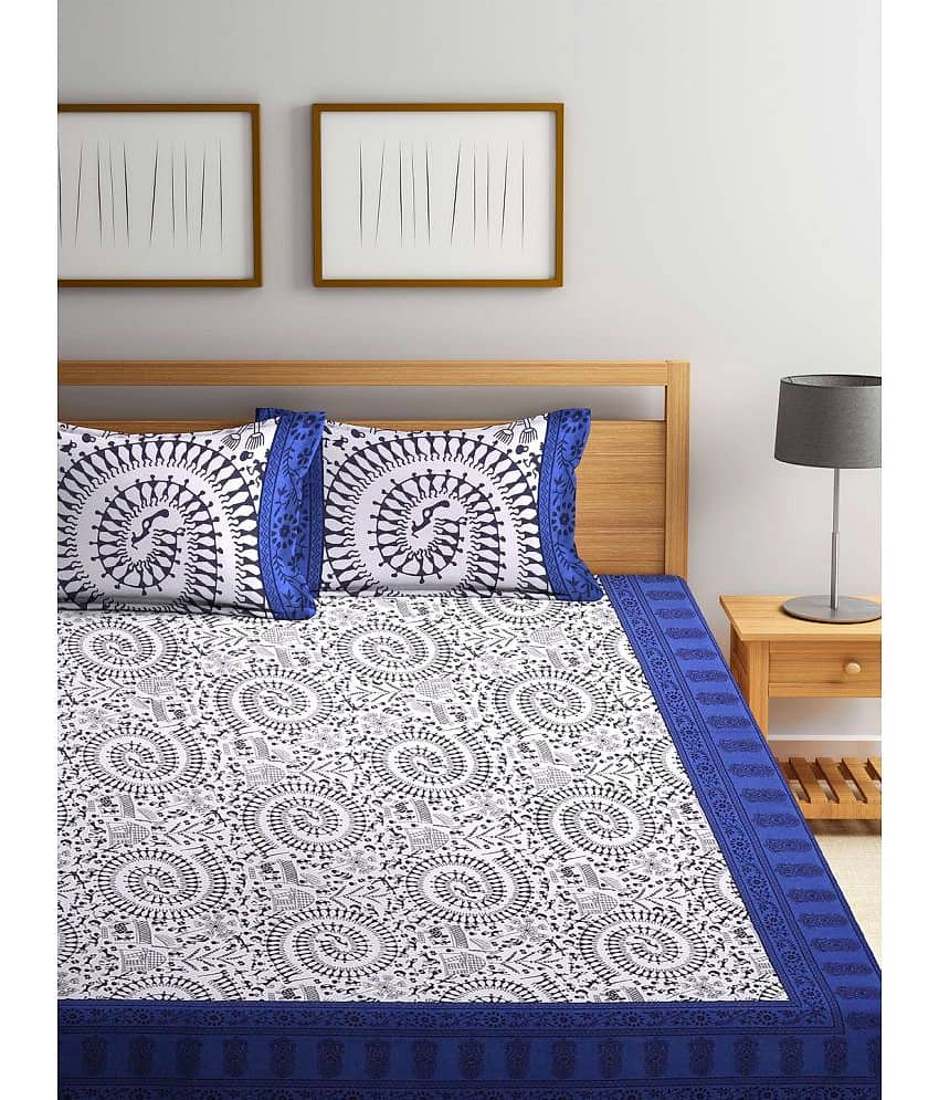 unique choice Cotton Double Bedsheet ( Blue ) view 2