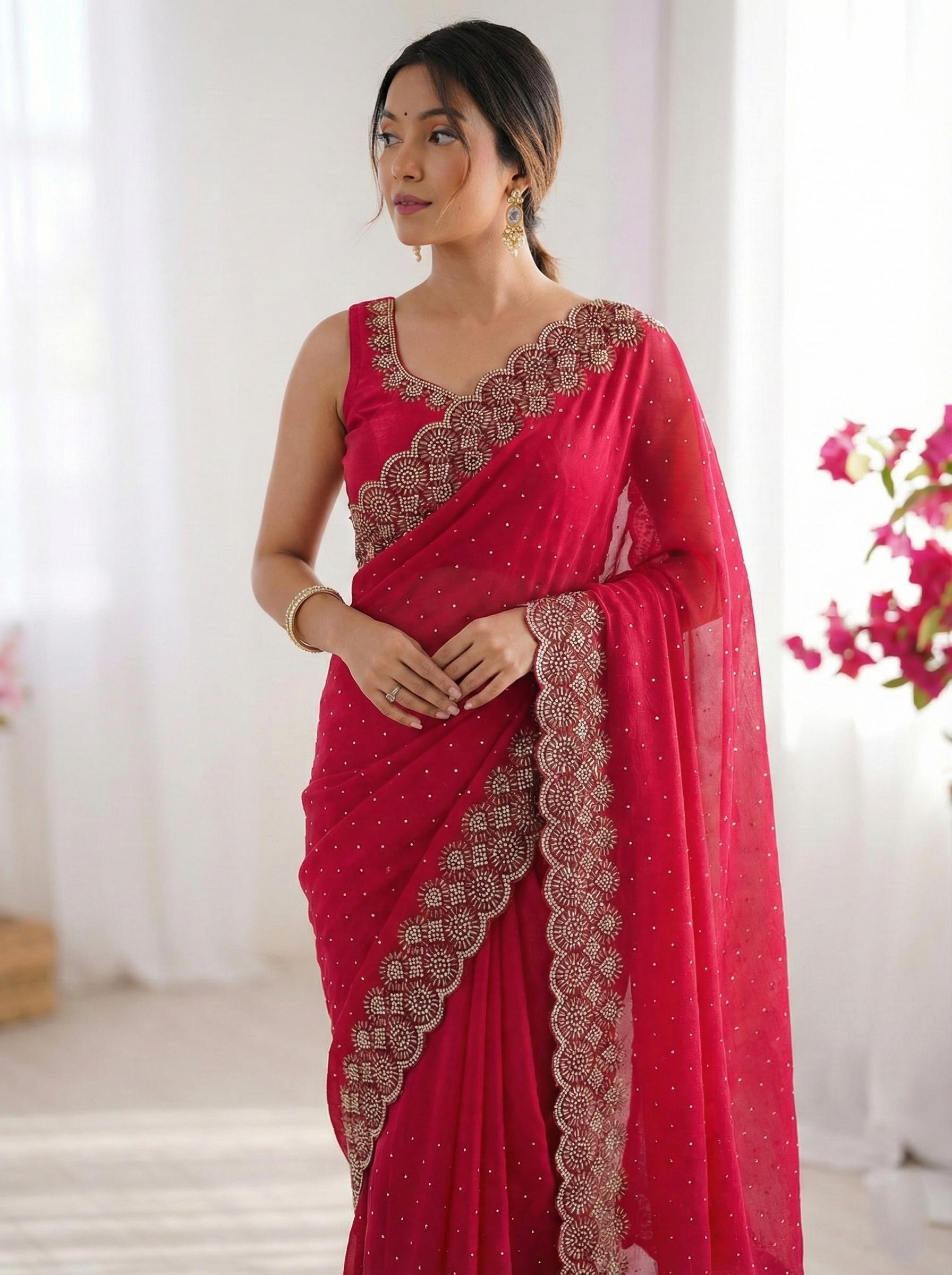 Space Silk Saree with Stone Work view 2