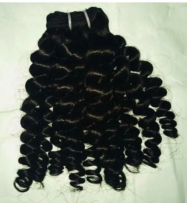 Indian Premium Remy Human Hair Weft Hair Curly Size 12 inch view 2