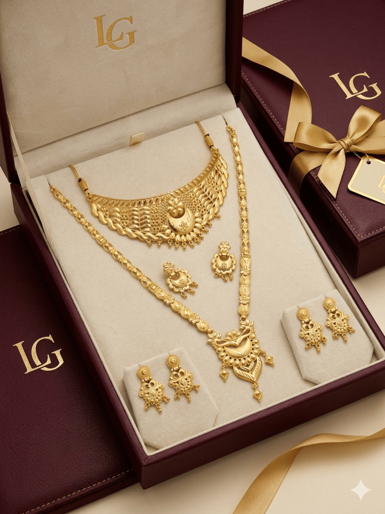 Traditional Indian Bridal Gold Necklace Combo Set view 2