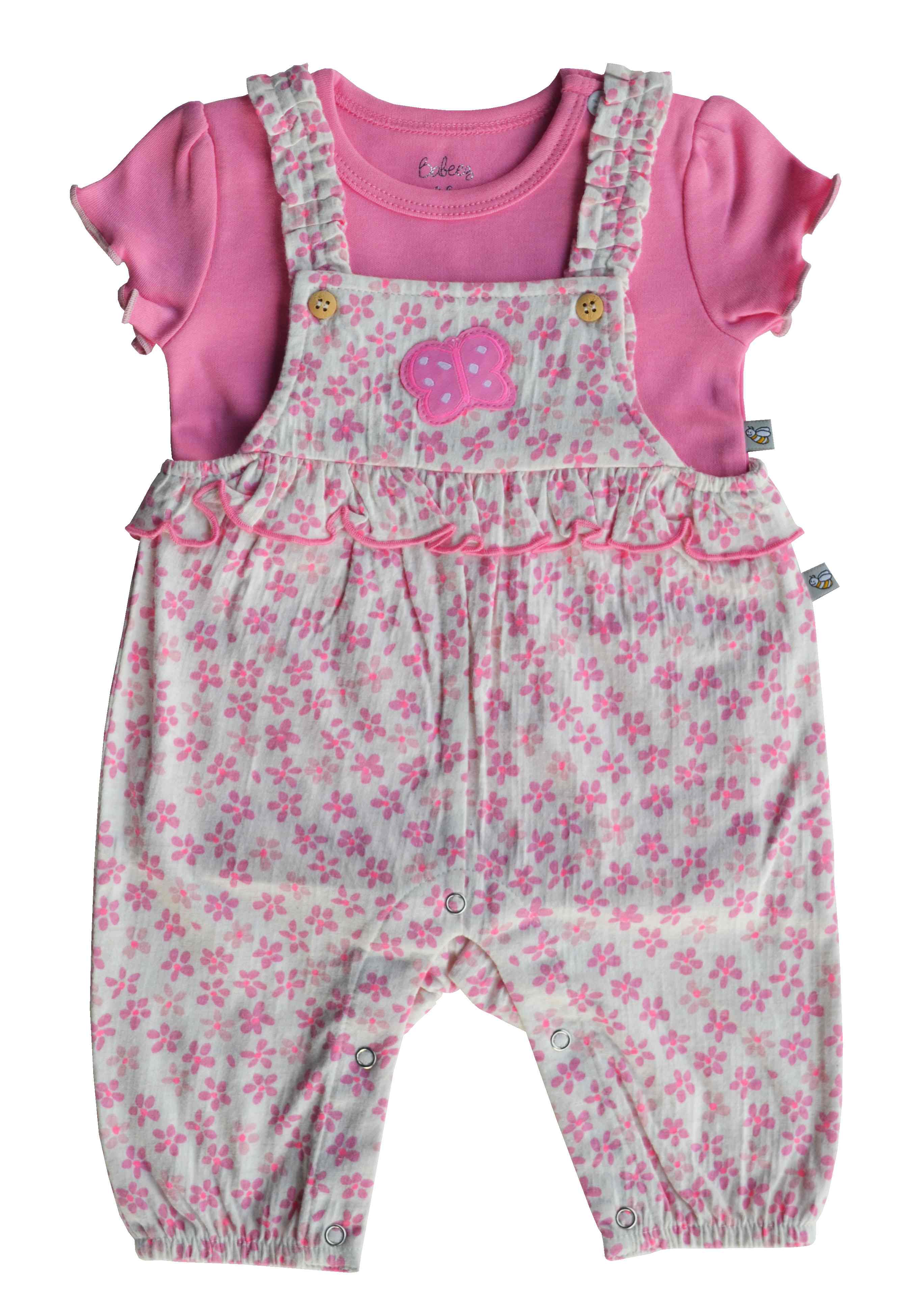 Baby Girls Romper Set with short sleeves Top,Color-Pink