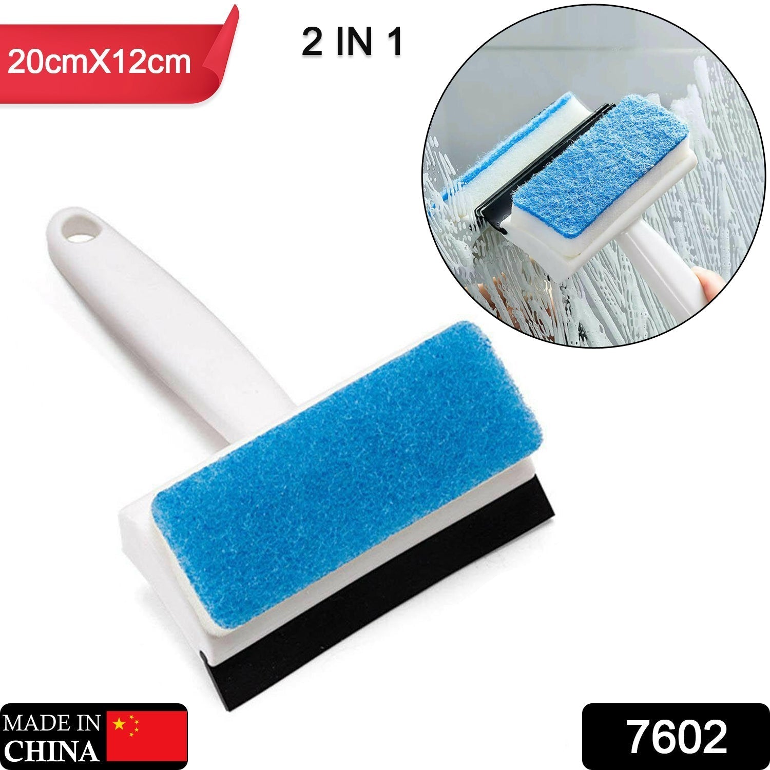 7602 2 in 1 Glass Wiper Cleaning Brush Mirror Grout Tile Cleaner Washing Pot Brush Double-Sided Glass Wipe Bathroom Wiper Window Glass Wiper view 2