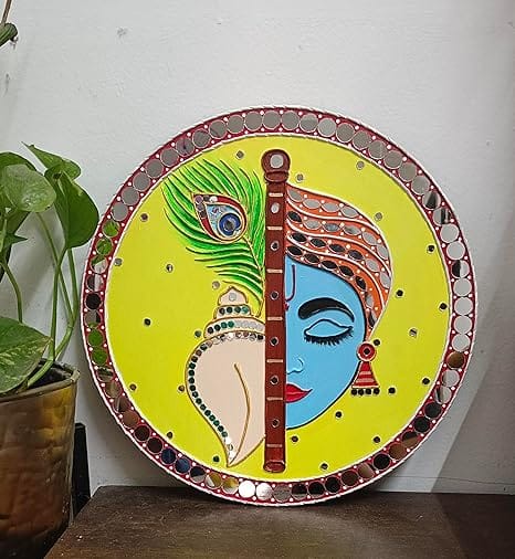 Rema Fabtex Art - Lippan Art Mirror Wall Decor Handmade Wall Art -Kanha 12 inch x 12 inch view 2