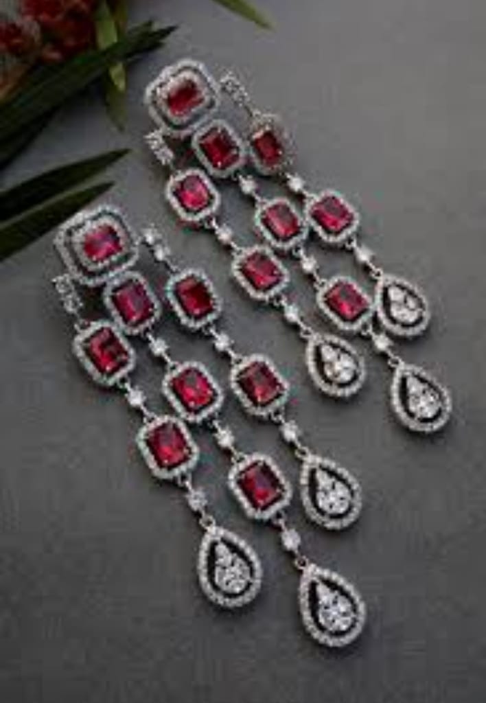 Beautiful American diamond earring set view 2