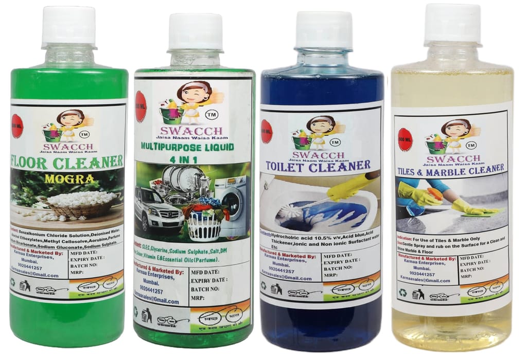 Home Care Combo Floor Cleaner Mogra, Multipurpose Liquid, Toilet Cleaner & Tiles & Marble Cleaner (500ml) (Pack of 4) view 2