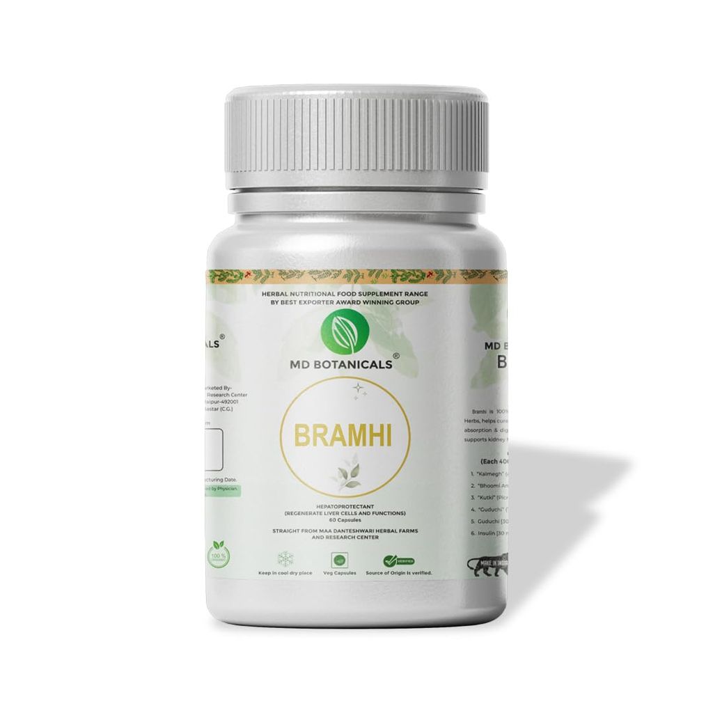 MD Botanicals Brahmi Capsules I For Mental Alertness I Improves Memory Score by 30% I Supports Positive Mood I 100% Natural I 60 Veg Caplets view 2