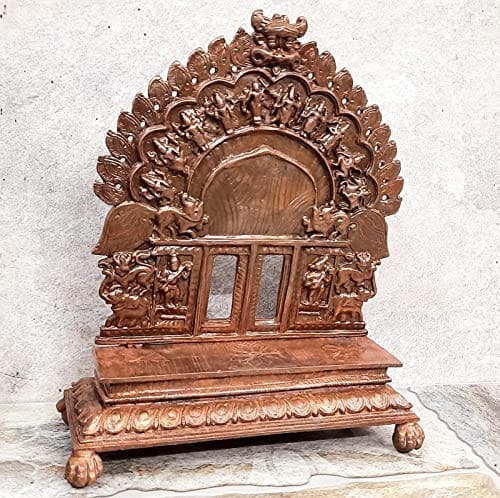Searchers Paradise - Copper Idols Srinivasa Perumal ,Sridevi , Bhudevi with Dasavadhara Prabhavali,7.2 inches, Copper Handmade 1820 Grams, Patina Antique Finish, Pack of 1 Piece view 2