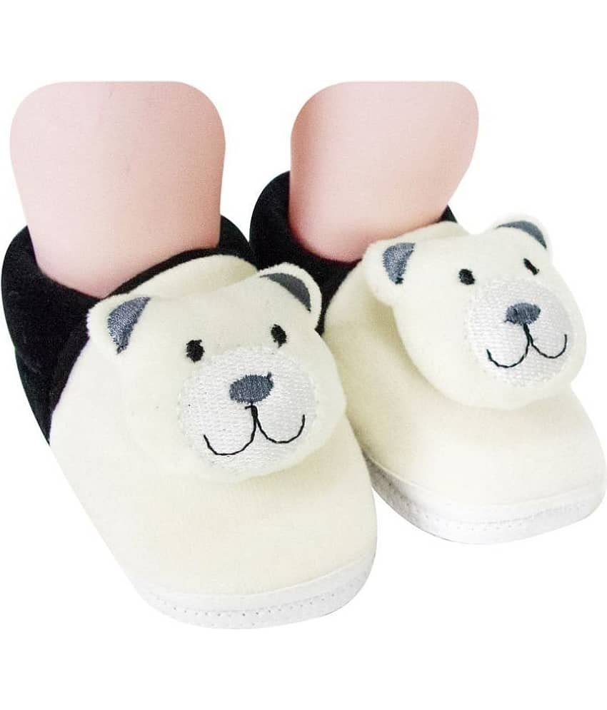 Neska Moda Baby Boys & Girls Cotton Fur Booties For 6 To 12 Months (Black,White)-BT722 view 2