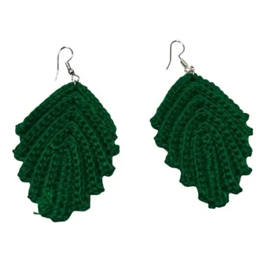 Handmade Crochet Leafy Earrings - Nature-Inspired Boho Jewelry