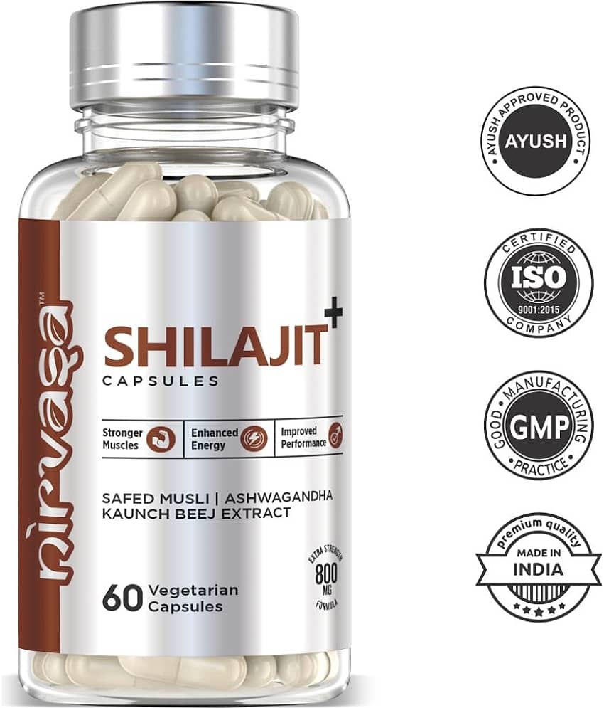 Nirvasa Pure Shilajit Capsule Safed Mulsi, Aswagandha And Kaunch Beej Extract(1 X 60 Capsules) view 2