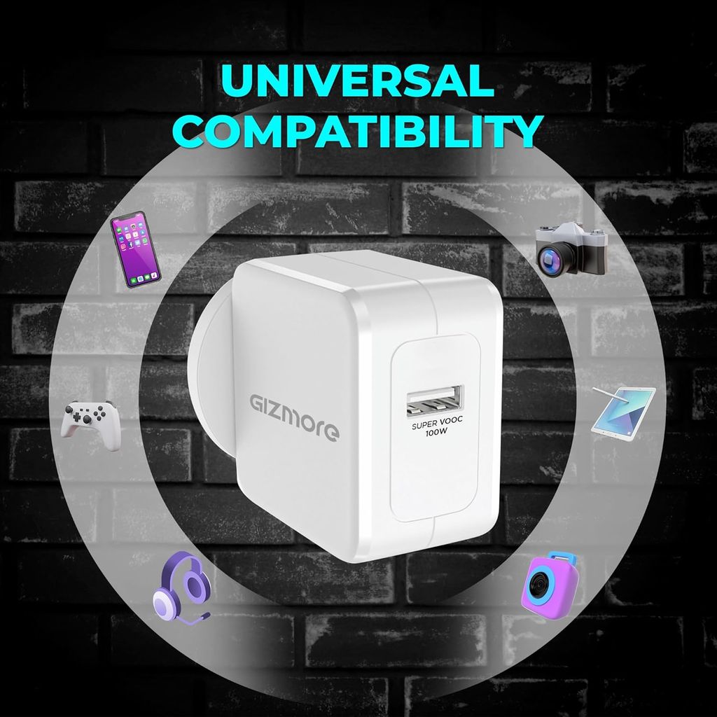 GIZMORE PA100ULTRA 100W Super VOOC USB Fast Charger Adapter Compatible with All Smartphone view 2