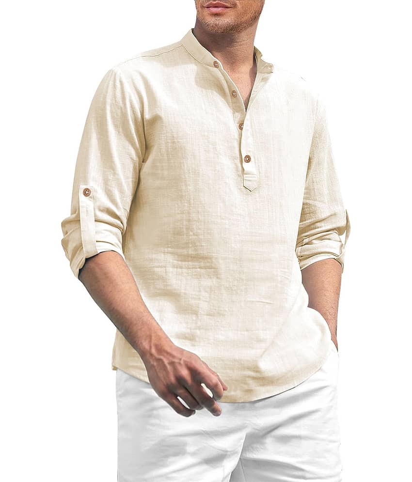 Vida Loca Turquoise Cotton Blend Men's Shirt Style Kurta ( Pack of 1 )