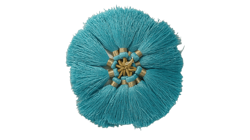 Light Blue Saree Tassels with Golden Beads view 2