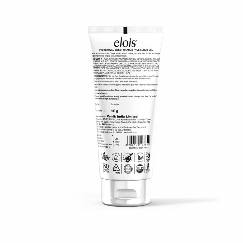 Elois Tan Removal Brightening & Revitalizing Face Scrub Gel with Vitamin C Suitable for All Skin Types | 100g view 2
