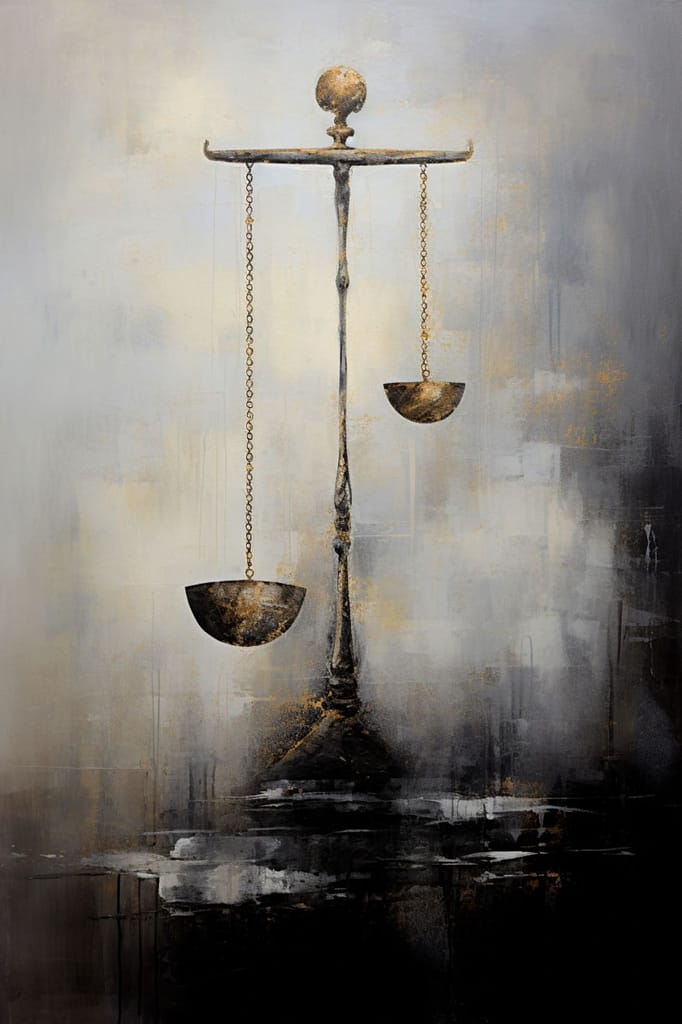 BALANCE SCALES OF JUSTICE CANVAS WALL ART PRINT 16in X 24in WITH BLACK FRAME view 2