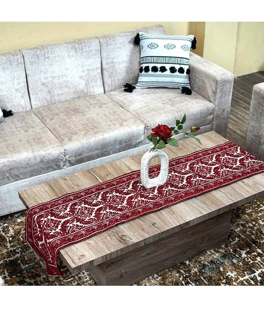 FURNISHING HUT Jute 6 Seater Table Runner ( 180 cm x 34 cm ) Single - Maroon view 2
