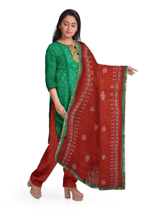 Green and Pink Salwar Suit Fabric view 2