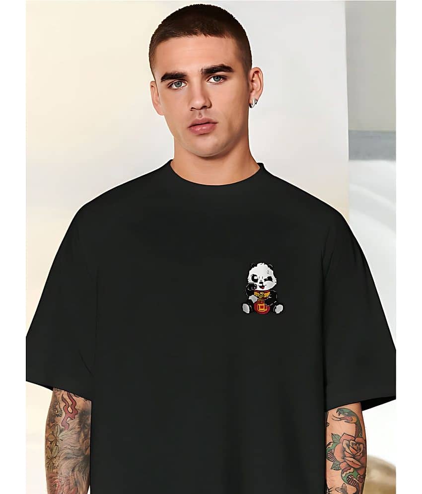 CrazyBee Pack of 1 Cotton Blend Oversized Fit Men's T-Shirt ( Black ) view 2
