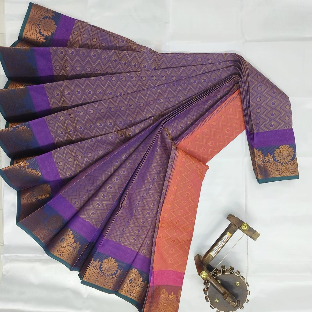 Silk Cotton Saree with Blouse view 2