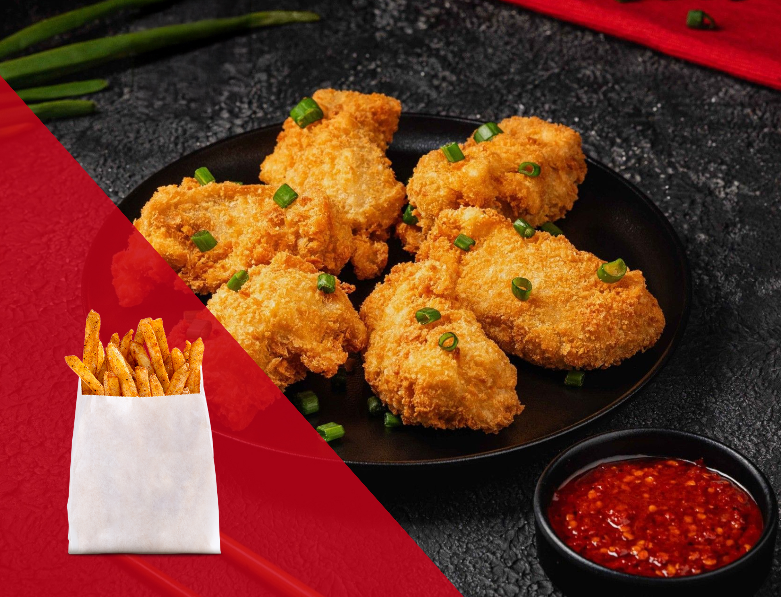 Choice of kurkure momos + french fries