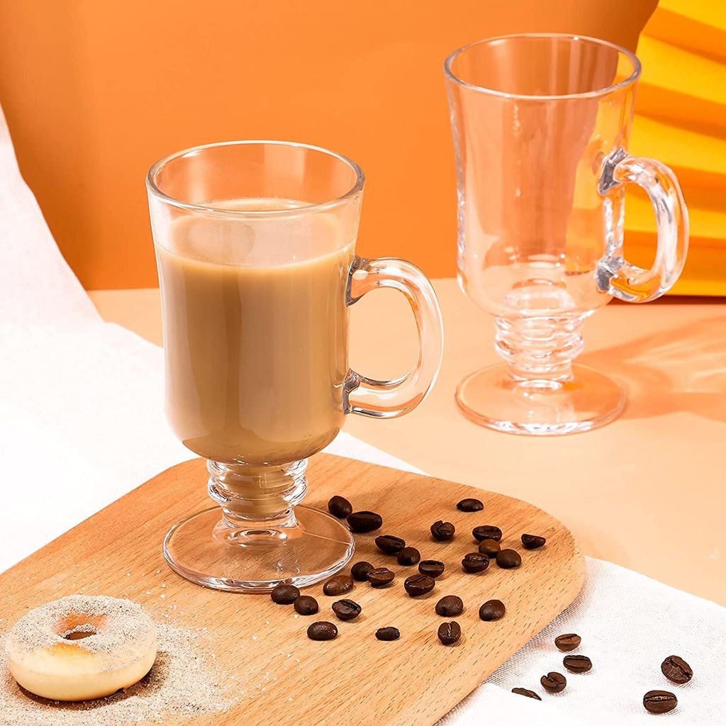 Irish Glass Tea Coffee Glass Mug Irish Latte Cups Milkshake Falooda & Juice Cappuccino and Hot Chocolate Mugs with Handle Clear Glasses Mugs Milk Hot Beverages(250 ML) view 2