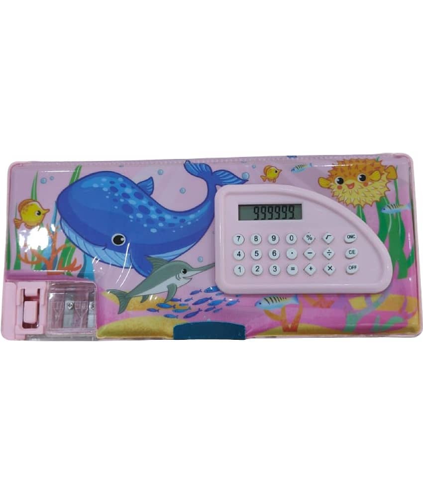 2420 Y-YESKART Jumbo Pencil Box with in Built Calculator and Sharpener for Kids Plastic Pencil Box |Pink