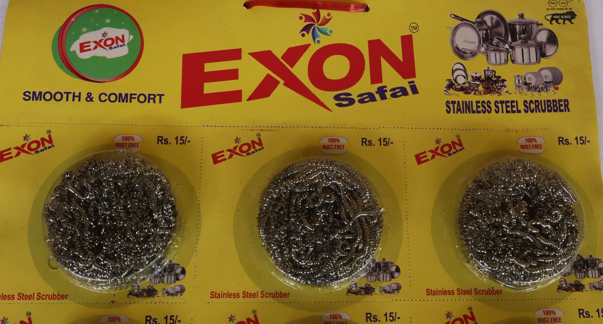 Nlr urban EXON Stainless Steel Scrubber - 100% Rust Free - Durable Kitchen Cleaning Tool view 2